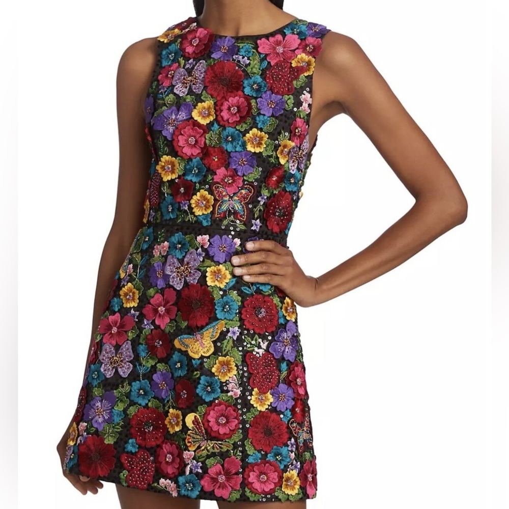 Alice + Olivia Lindsey Embellished Floral Dress